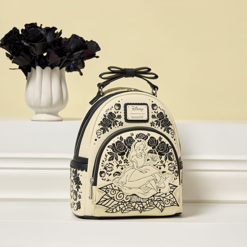 Alice in Wonderland Embroidered Floral Mini Backpack