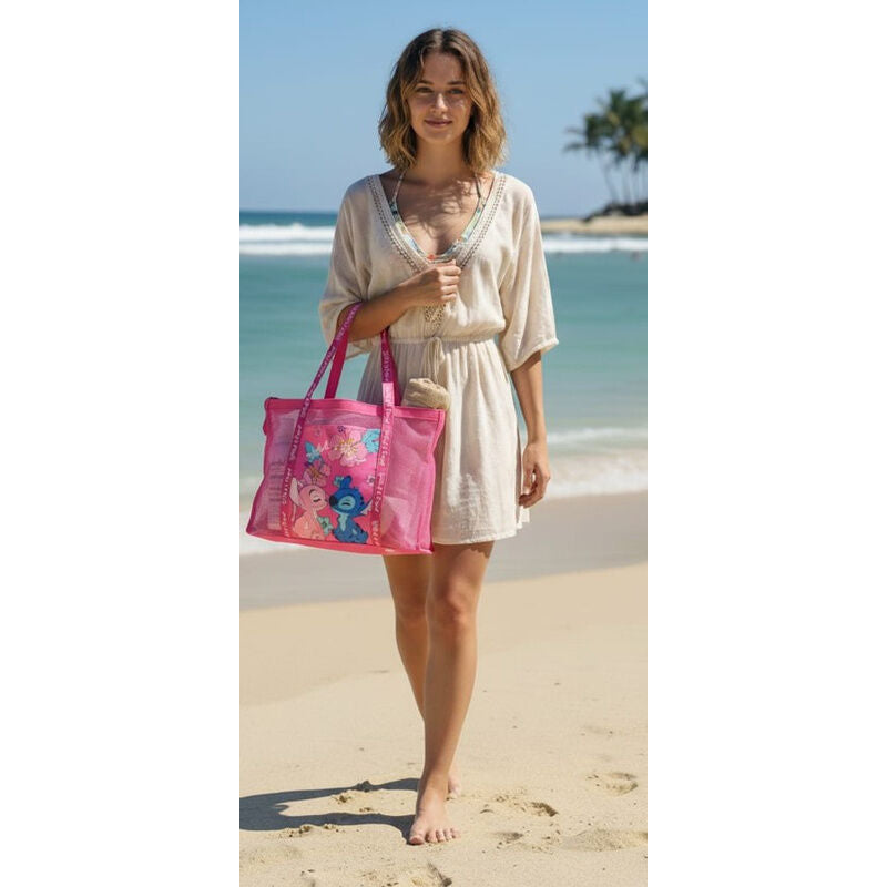 Bolsa playa rejilla Angel & Stitch Disney
