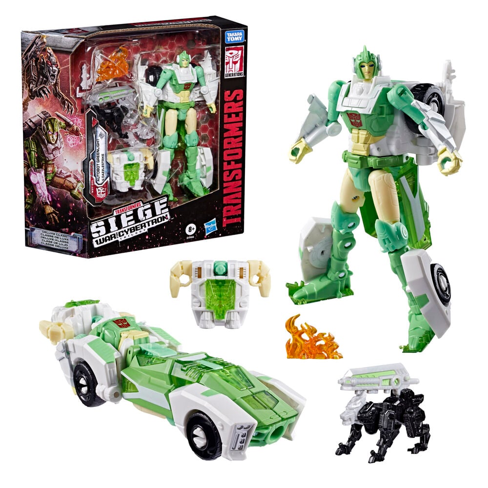 Transformers Generations War for Cybertron: Siege Deluxe Class Figura WFC-S15 Autobot Greenlight & Battle Masters Dazzlestrike 14 cm