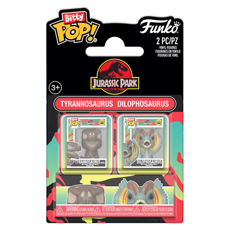 Jurassic Park Pack de 2 Figuras Bitty POP! Vinyl Tyrannosaurus Fossil & Dilophosaurus 2 cm