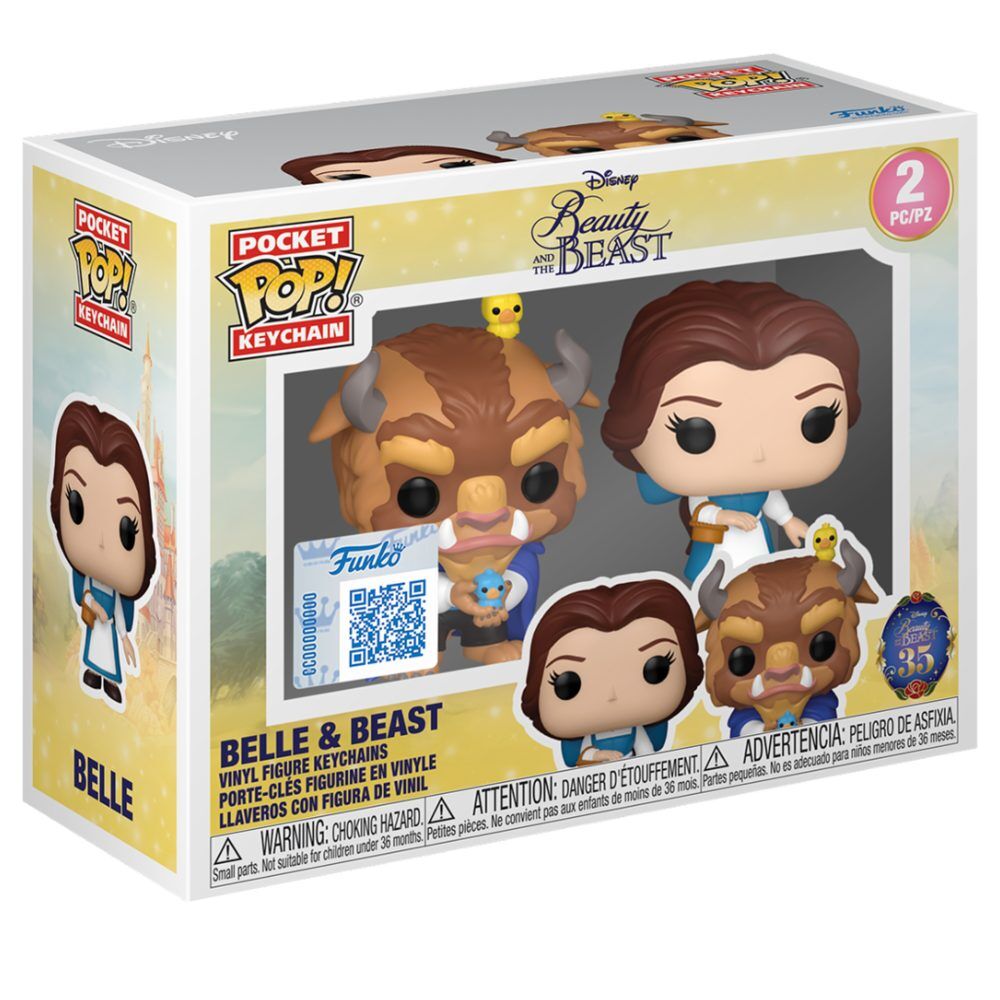 La bella y la bestia Pack de 2 Llaveros POP! Vinyl Belle & Beast 4 cm