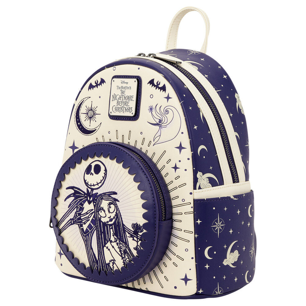 Mochila Jack Skellington & Sally Cielo Nocturno Pesadilla Antes de Navidad Disney Loungefly 26cm