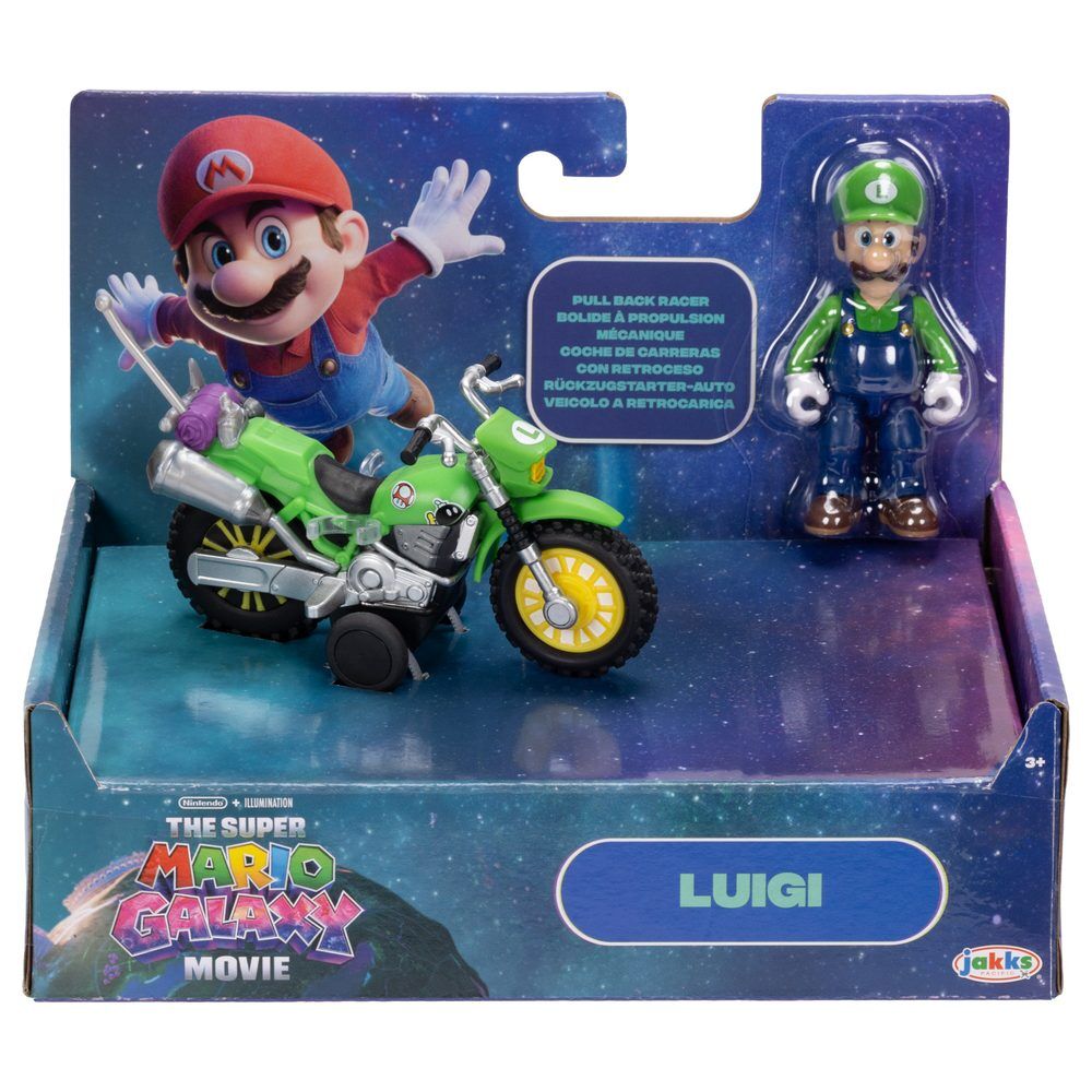 Super Mario Galaxy: la película Figura con Motocicleta de Retroceso Luigi 6 cm