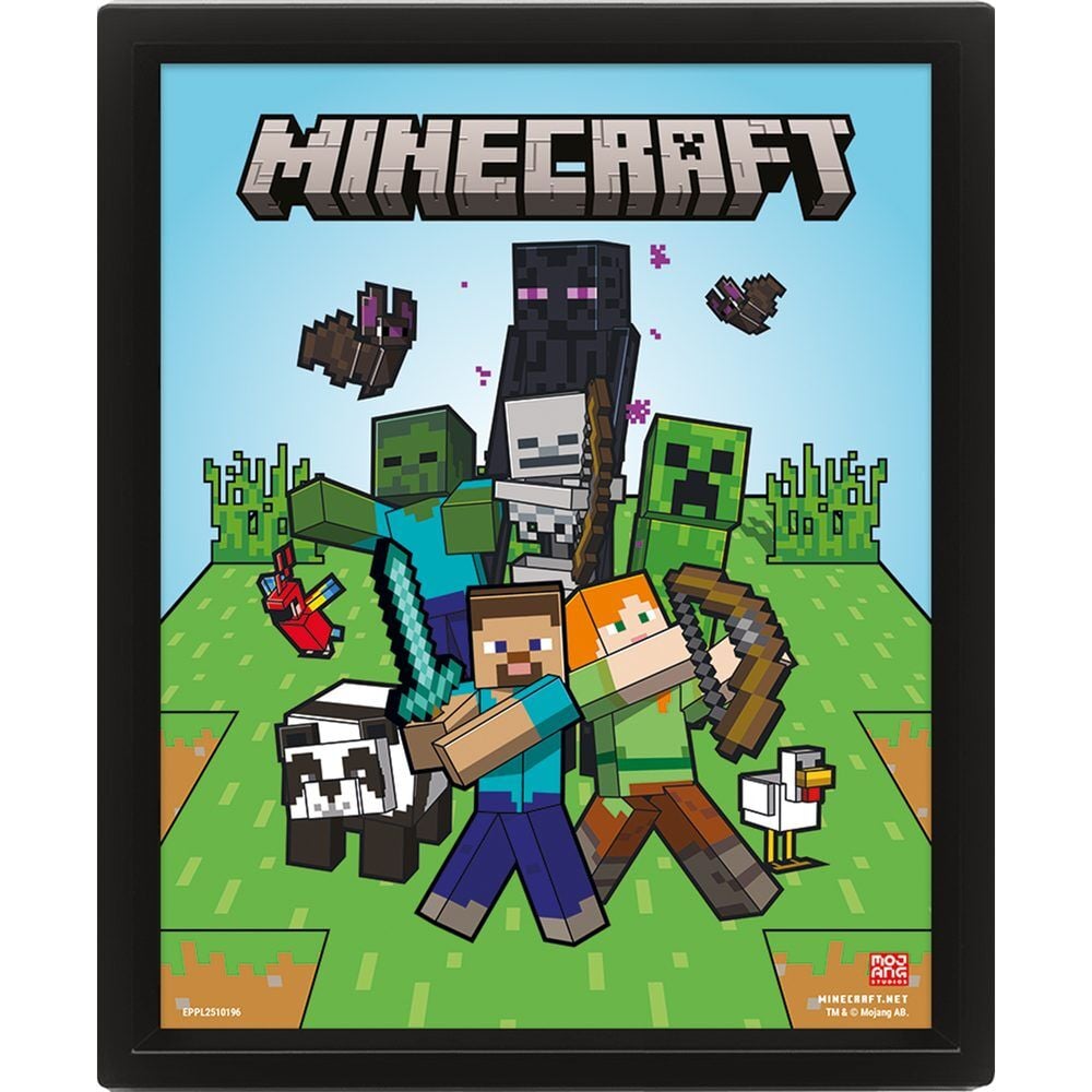 Minecraft Póster Efecto 3D Characters 28 x 23 cm