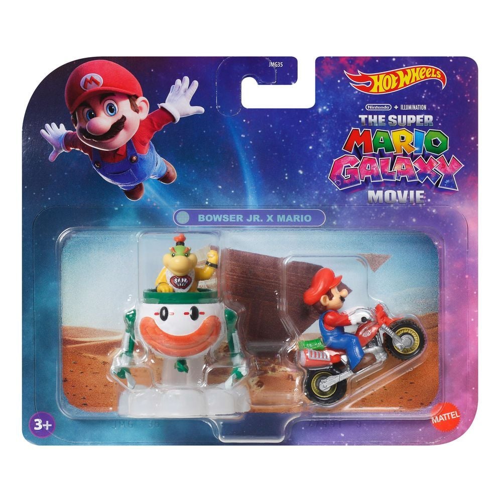 Blister figuras Bowser Jr. & Mario Super Mario Galaxy Hot Wheels Frikytopia