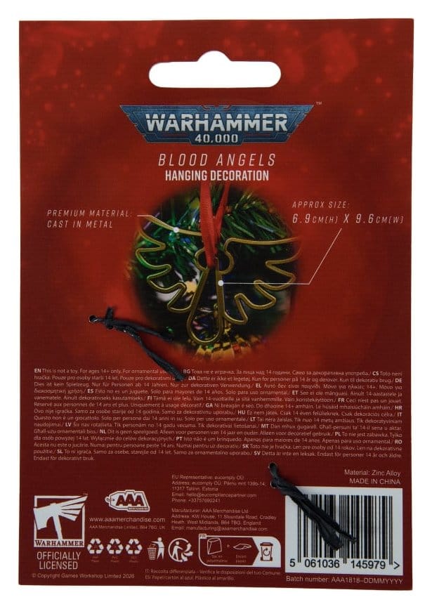 Warhammer 40,000 Decoración Colgante Blood Angels 16 cm