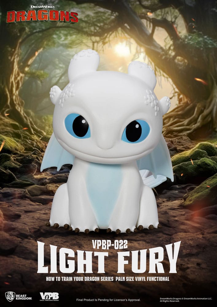 Cómo entrenar a tu dragón Vinyl huchas Light Fury 12 cm Frikytopia