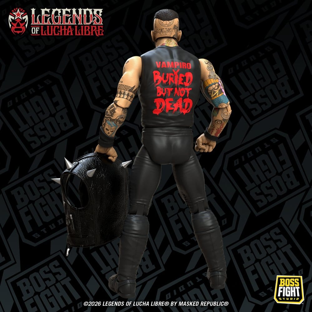 Legends of Lucha Libre Fanaticos Figura Vampiro Coffin Box Resurrected 15 cm