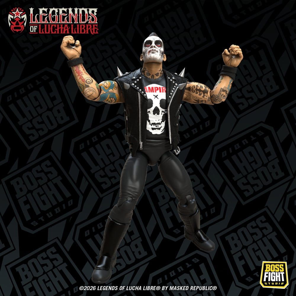 Legends of Lucha Libre Fanaticos Figura Vampiro Coffin Box Resurrected 15 cm