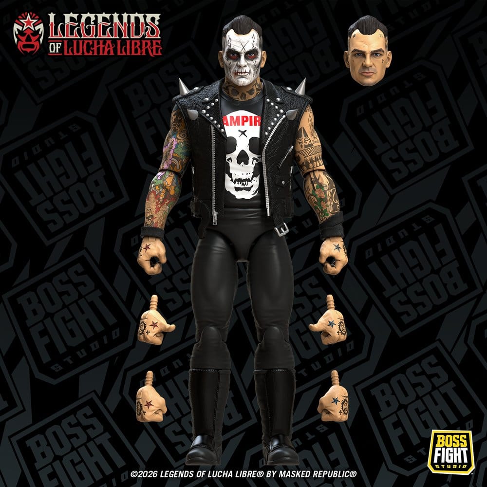Legends of Lucha Libre Fanaticos Figura Vampiro Coffin Box Resurrected 15 cm