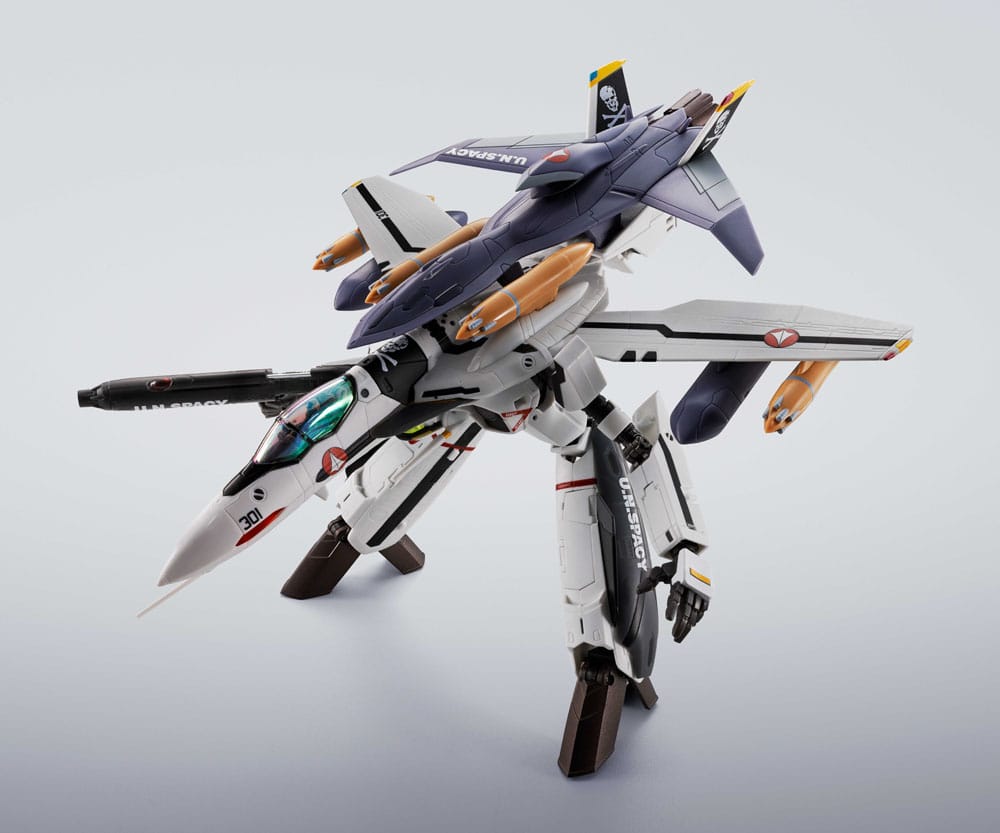 Macross Figura Hi-Metal R Chogokin VF-0S Phoenix (Roy Focker Use) & QF-2200D-B Ghost Set 14 cm
