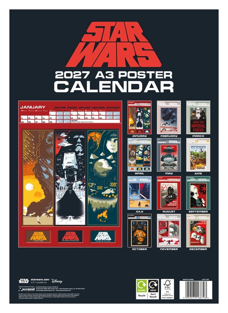 Star Wars Calendario Póster A3 2027