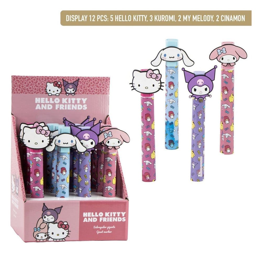 Sanrio Marcador Fluorescente Grande Expositor (12) Hello Kitty