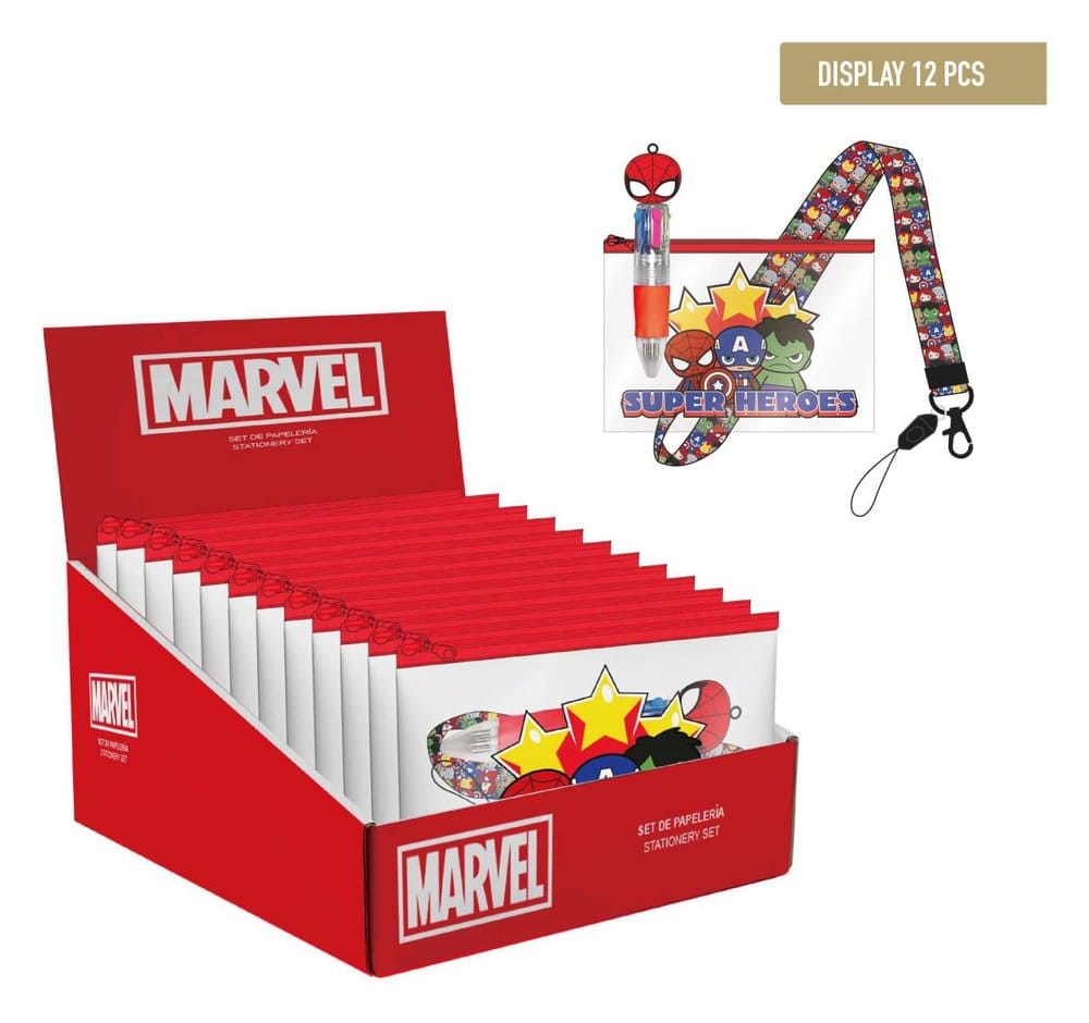 Marvel Set de Papelería con Colgante Super Heroes Expositor (12)