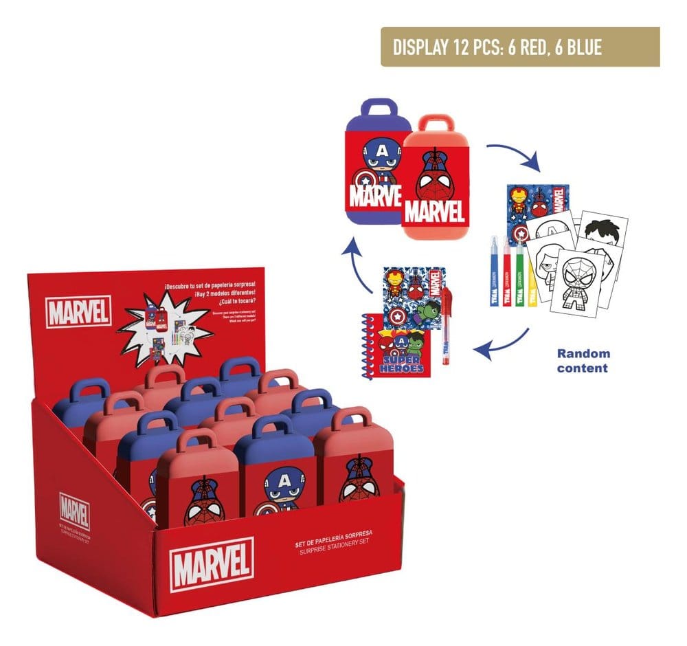 Marvel Set de Papelería Spider-Man & Captain America Blind Box Expositor (12) Frikytopia