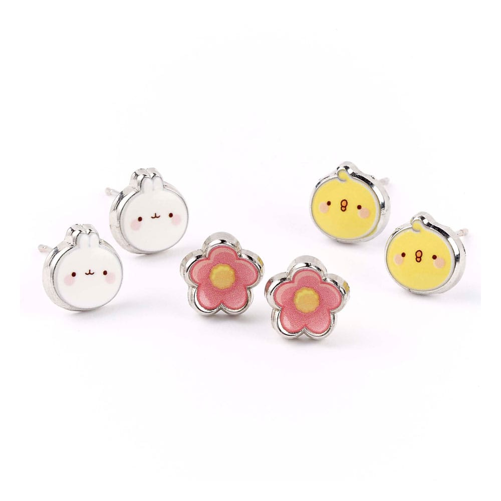 Molang Pack de 3 Pendientes Stud  Molang and Piu Piu