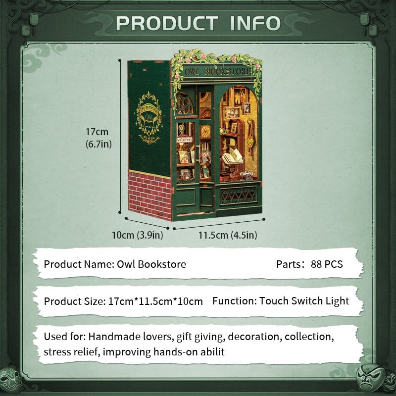 Maqueta Book Nook Owl Bookstore 17 x 12 cm