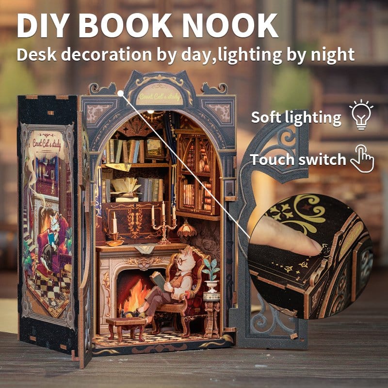 Maqueta Book Nook Count Cat´s Study 17 x 12 cm