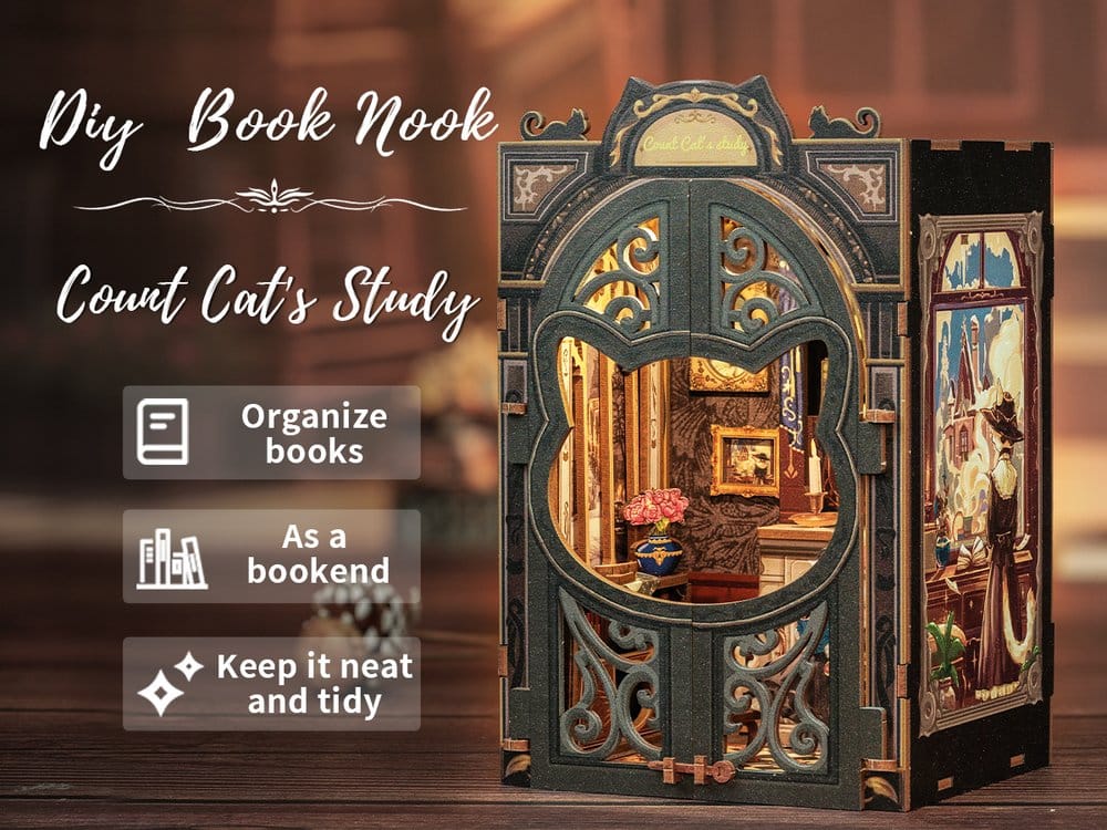 Maqueta Book Nook Count Cat´s Study 17 x 12 cm