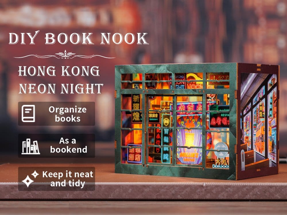 Maqueta Book Nook Hong Kong Neon Light 13 x 17 cm