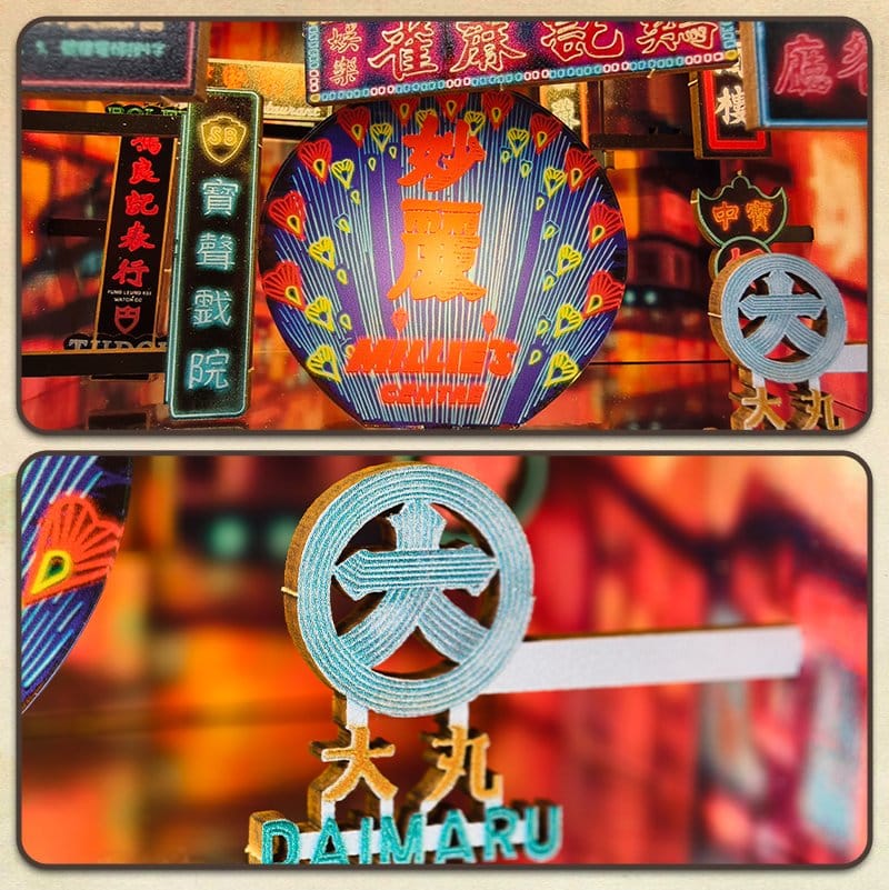 Maqueta Book Nook Hong Kong Neon Light 13 x 17 cm