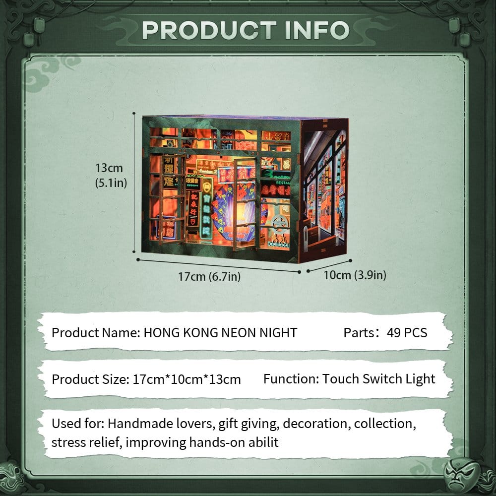 Maqueta Book Nook Hong Kong Neon Light 13 x 17 cm