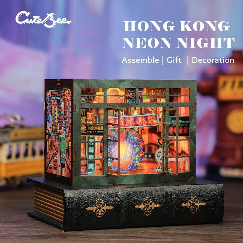 Maqueta Book Nook Hong Kong Neon Light 13 x 17 cm