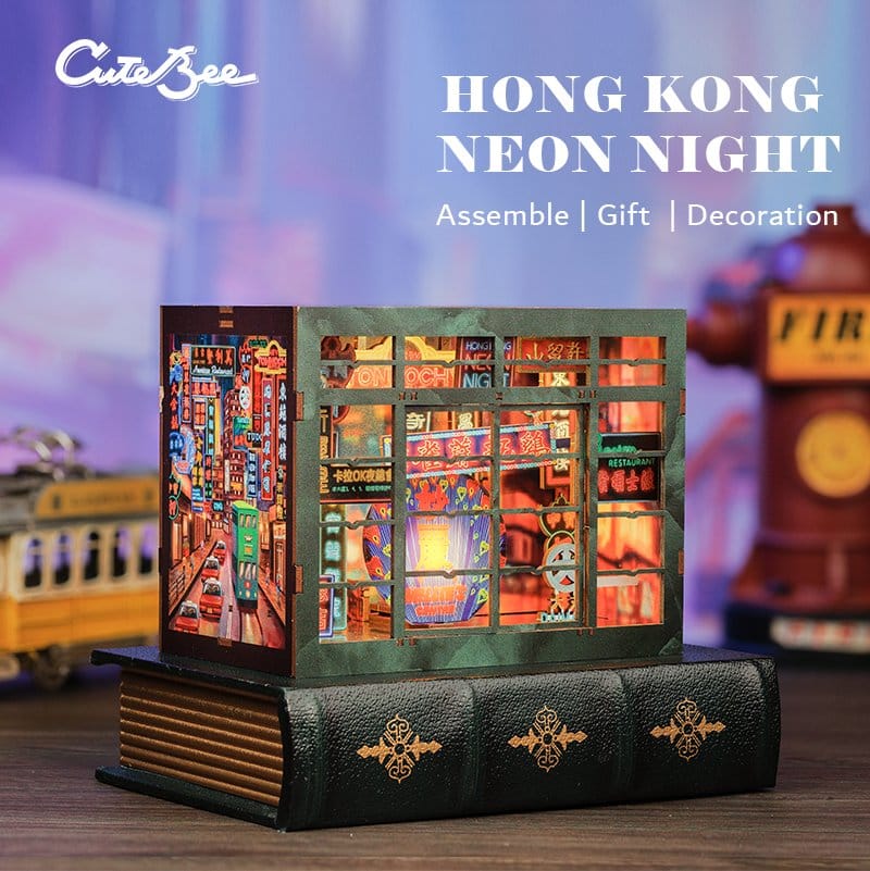 Maqueta Book Nook Hong Kong Neon Light 13 x 17 cm