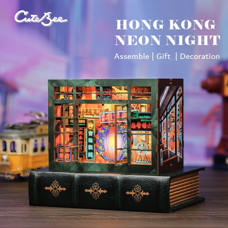 Maqueta Book Nook Hong Kong Neon Light 13 x 17 cm