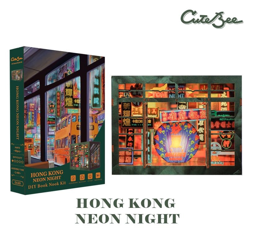 Maqueta Book Nook Hong Kong Neon Light 13 x 17 cm