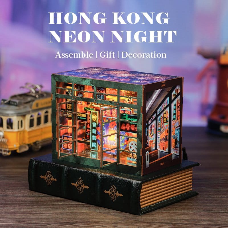 Maqueta Book Nook Hong Kong Neon Light 13 x 17 cm