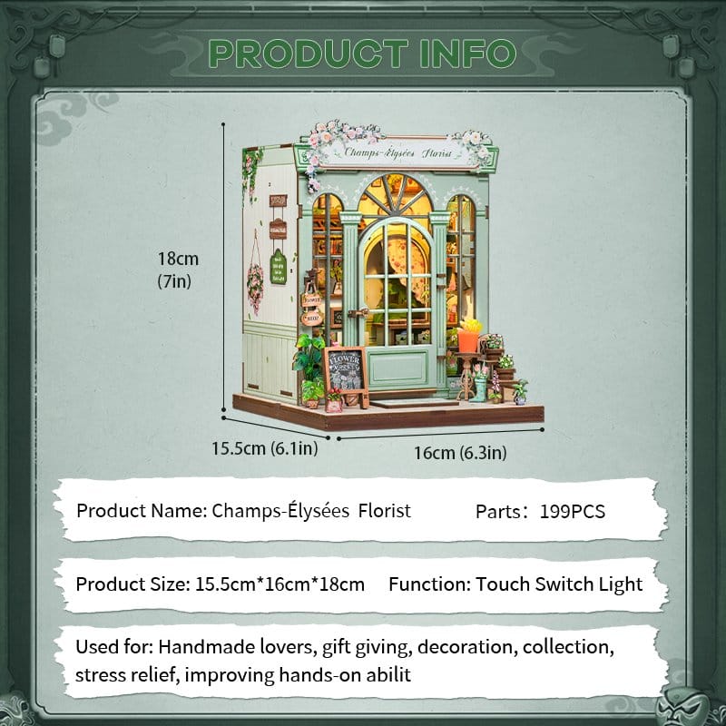 Maqueta Model Kit Miniature House Champs-Élysées Florist 18 x 16 cm