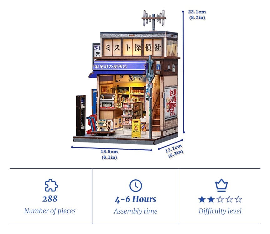 Maqueta Model Kit Miniature House Beika-cho Convenience Store 22 x 15 cm