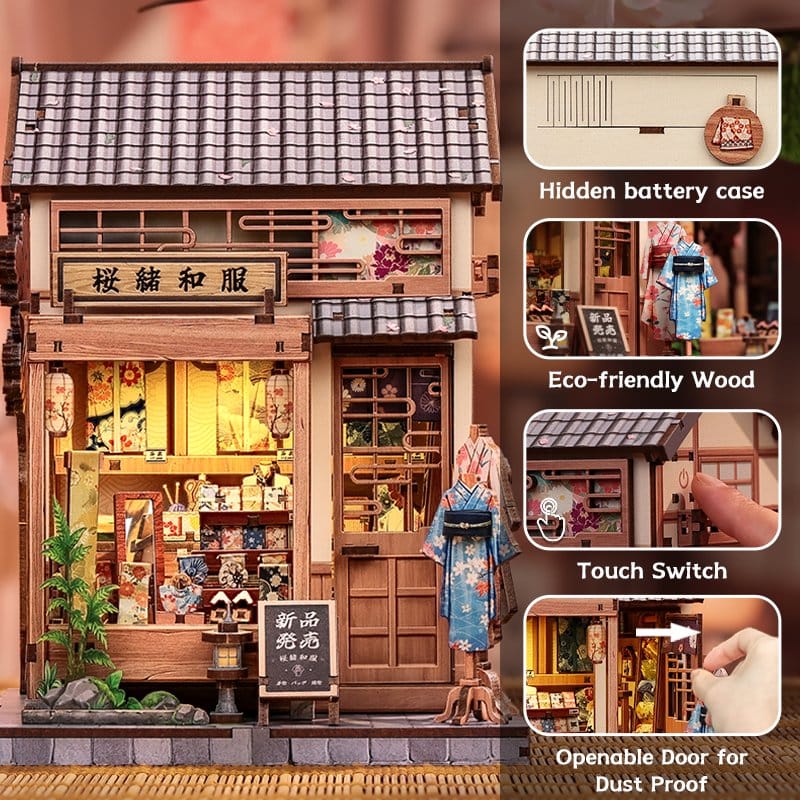 Maqueta Model Kit Miniature House Sakura O Kimono Shop 19 x 14 cm