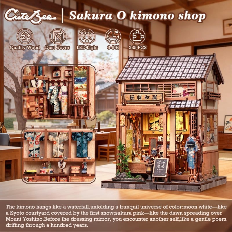 Maqueta Model Kit Miniature House Sakura O Kimono Shop 19 x 14 cm