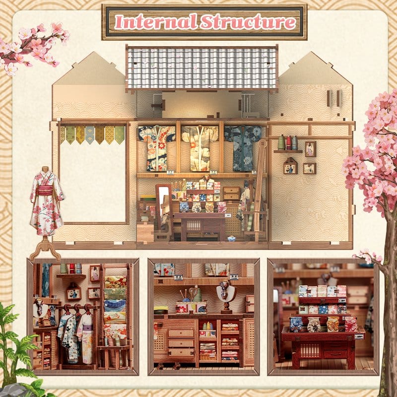 Maqueta Model Kit Miniature House Sakura O Kimono Shop 19 x 14 cm