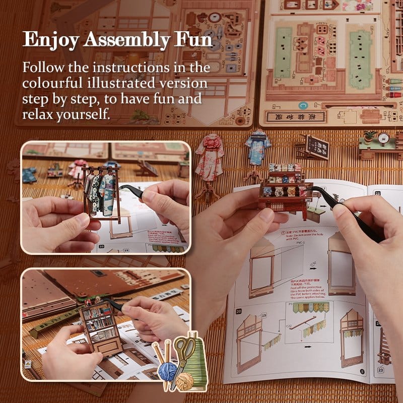 Maqueta Model Kit Miniature House Sakura O Kimono Shop 19 x 14 cm