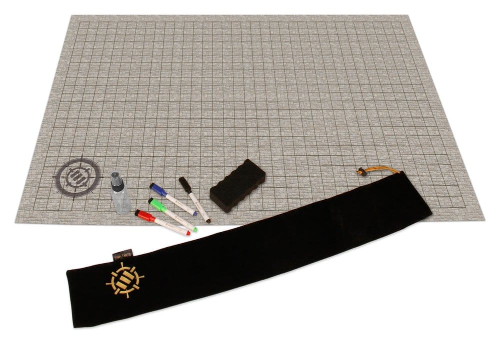 Enhance Tabletop Kit de campaña de alfombrilla de rejilla DnD beige Frikytopia