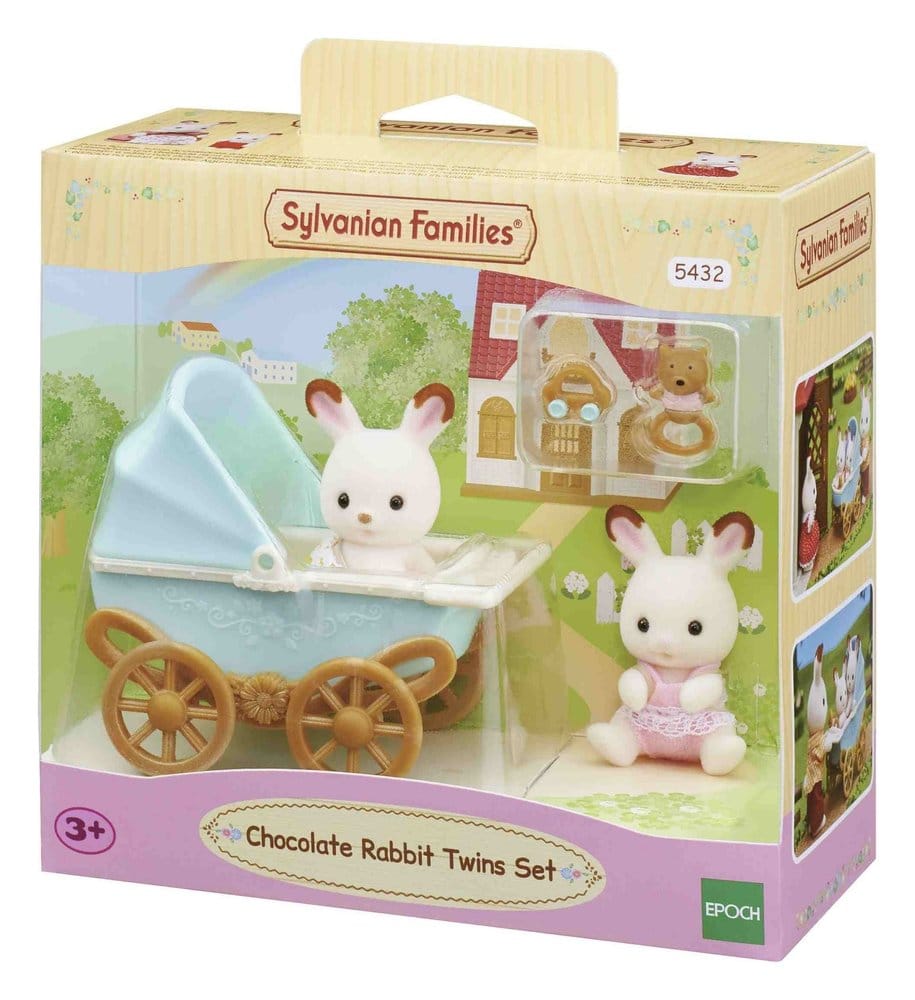 Sylvanian Families: Gemelos Conejo de Chocolate con Cochecito Conjunto Frikytopia