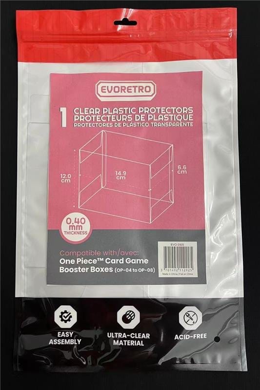 Evoretro Caja de PET Pack de 1 Protector para One Piece Card Game Booster Boxes (OP-04 a OP-08) 12 x 6 x 15 cm