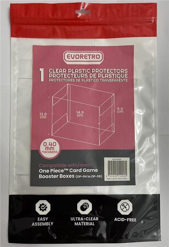 Evoretro Caja de PET Pack de 1 Protector para One Piece Card Game Booster Boxes (OP-04 a OP-08) 12 x 6 x 15 cm