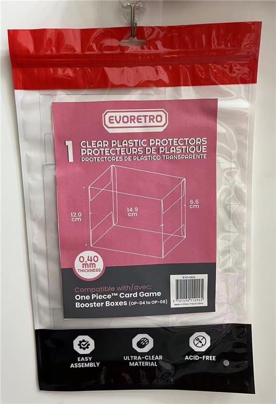 Evoretro Caja de PET Pack de 1 Protector para One Piece Card Game Booster Boxes (OP-04 a OP-08) 12 x 6 x 15 cm