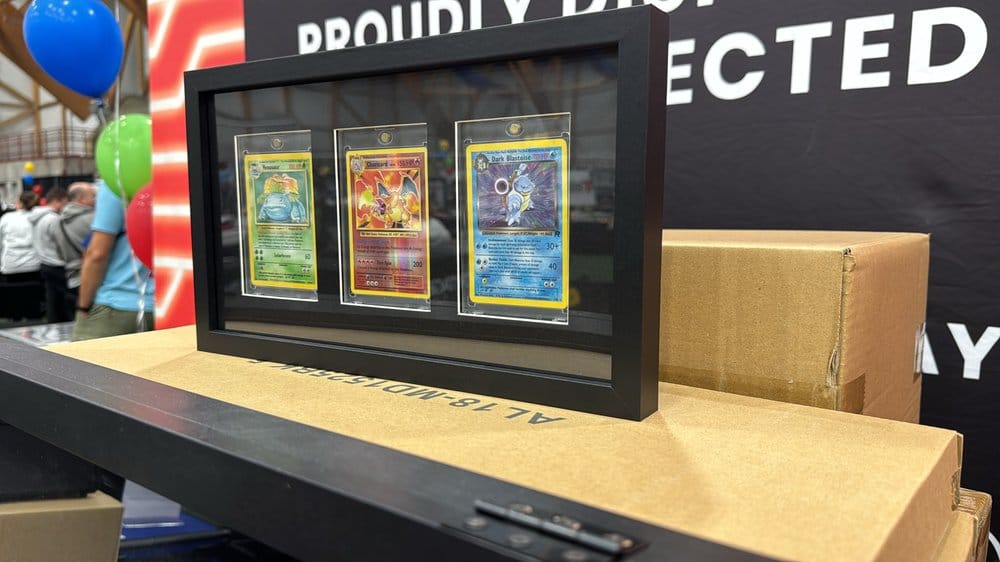 Evoretro Marco de Exhibición Vitrina para 3 Tarjetas en Caja Magnética