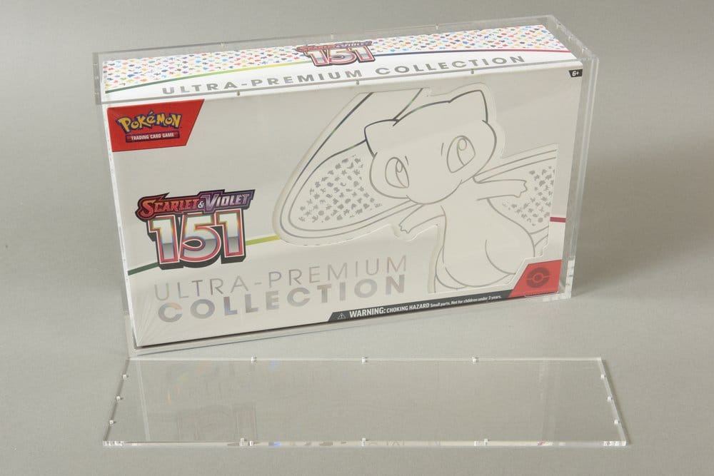 Evoretro Display de Acrílico para Pokemon 151 UPC Box y Mega Charizard X UPC Box 23 x 39 cm