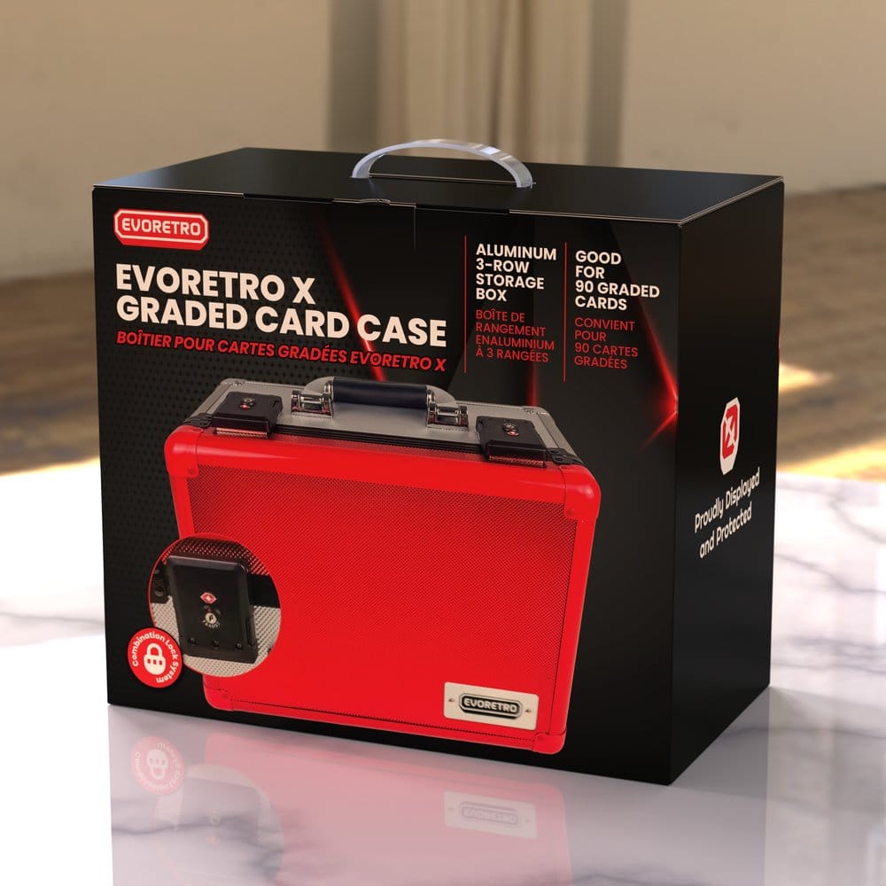 Evoretro Maleta TCG para 90 Tarjetas X Rojo y Plata