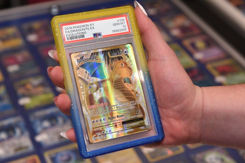 Evoretro Bumper para Slab de Tarjeta Graduada PSA Gradient Yellow-Blue Glitter