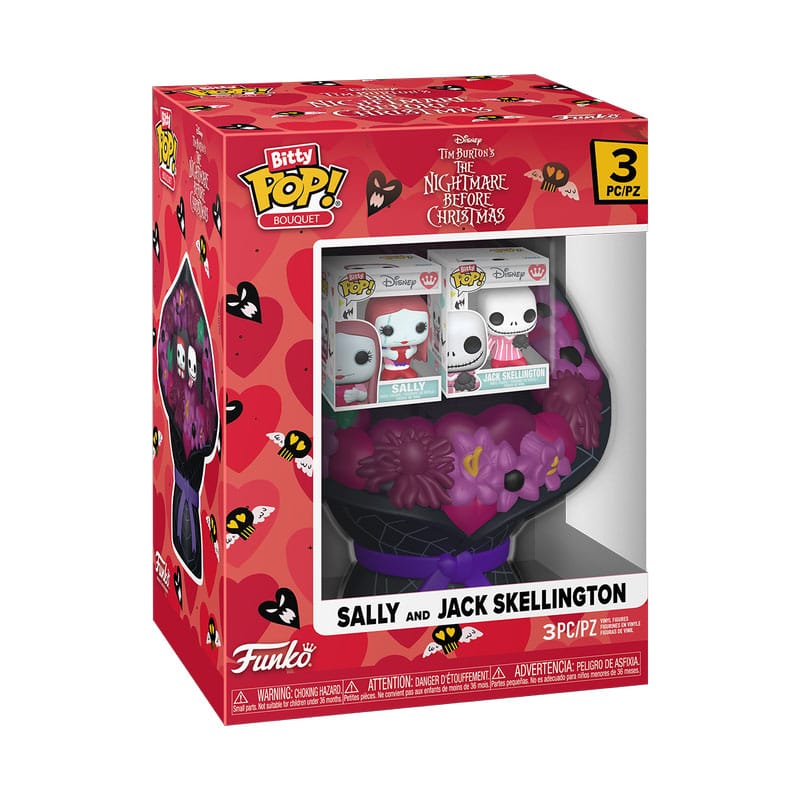 Pesadilla antes de Navidad Pack de 2 Figuras Bitty POP! Bouquet Vinyl Sally & Jack Skellington (Valentine) 4 cm