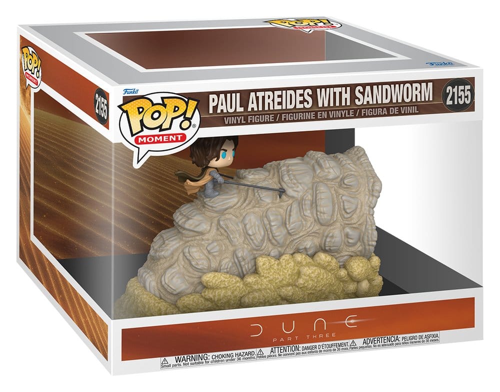 Dune: parte tres POP! Moment Vinyl Figuras Paul Atreides with Sandworm 9 cm
