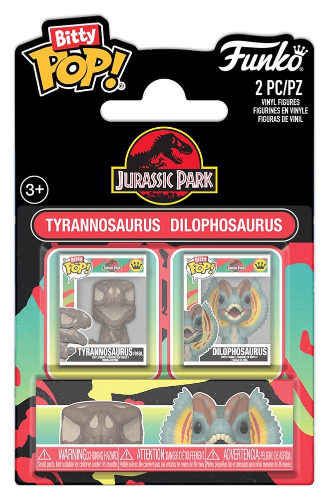 Jurassic Park Pack de 2 Figuras Bitty POP! Vinyl Tyrannosaurus Fossil & Dilophosaurus 2 cm Frikytopia