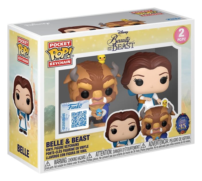 La bella y la bestia Pack de 2 Llaveros POP! Vinyl Belle & Beast 4 cm
